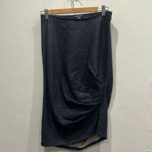 Carol Young Undesigned denim side ruched pencil midi skirt size medium